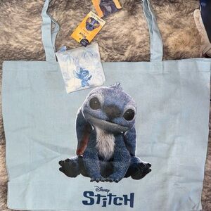 Disney Stitch Light Blue Canvas Tote set